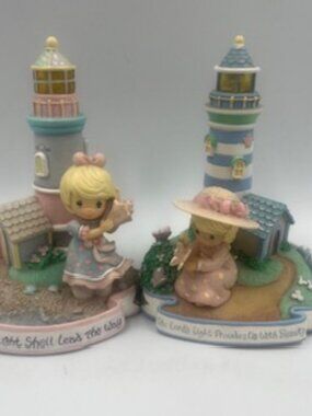 Precious Moments lighted nightlights Girl and lighthouse set of 2 (2004)